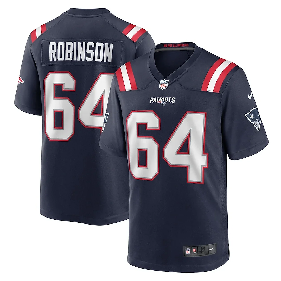 Zennovawear Layden Robinson 64 New England Patriots Team Game Men Jersey - Navy