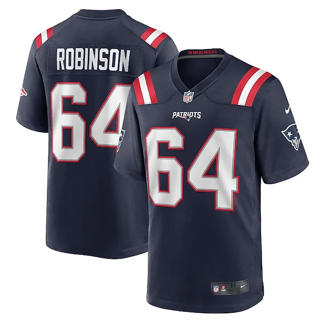 Zennovawear Layden Robinson 64 New England Patriots Team Game Men Jersey - Navy