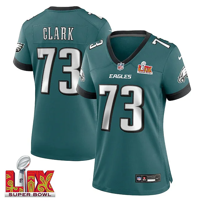 Zennovawear Le'Raven Clark 73 Philadelphia Eagles Super Bowl LIX Women's Jersey - Midnight Green