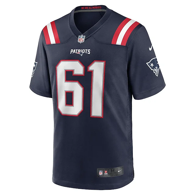 Zennovawear Lester Cotton Sr. 61 New England Patriots Team Game Men Jersey - Navy