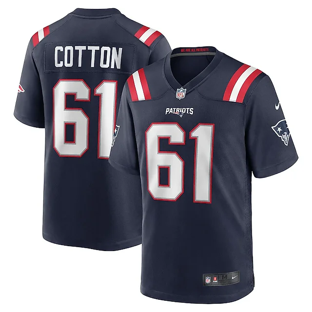 Zennovawear Lester Cotton Sr. 61 New England Patriots Team Game Men Jersey - Navy