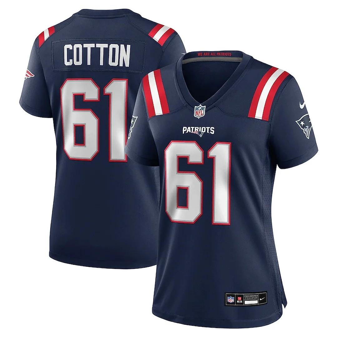 Zennovawear Lester Cotton Sr. 61 New England Patriots Women's Team Game Jersey - Navy
