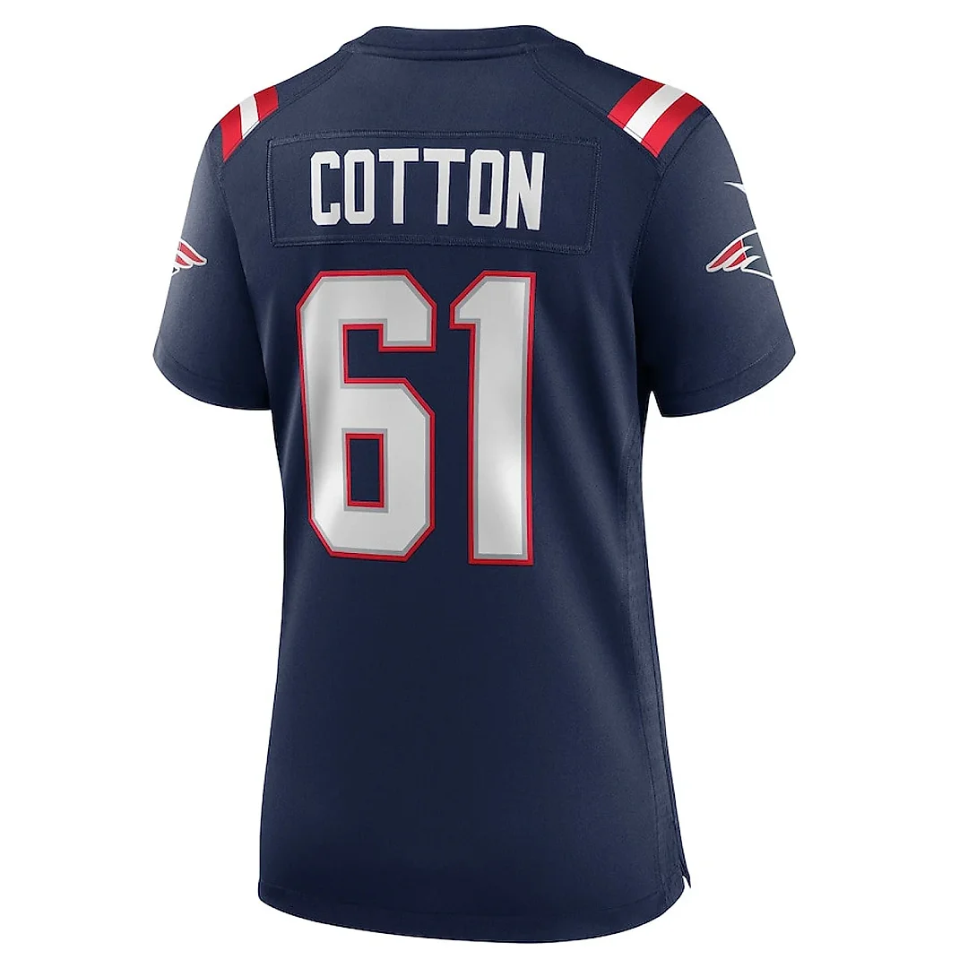 Zennovawear Lester Cotton Sr. 61 New England Patriots Women's Team Game Jersey - Navy