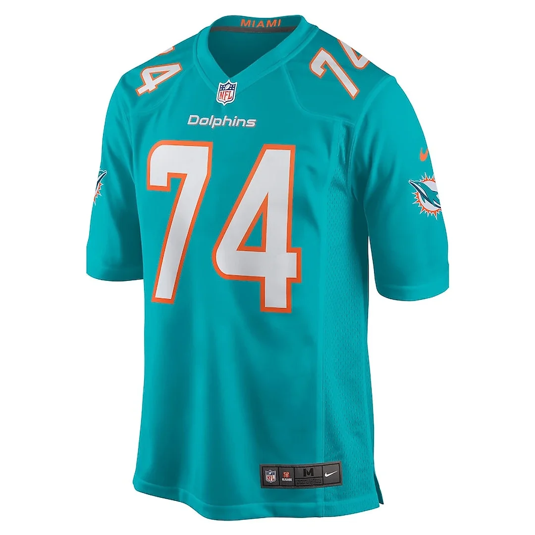 Zennovawear Liam Eichenberg 74 Miami Dolphins Men Game Jersey - Aqua