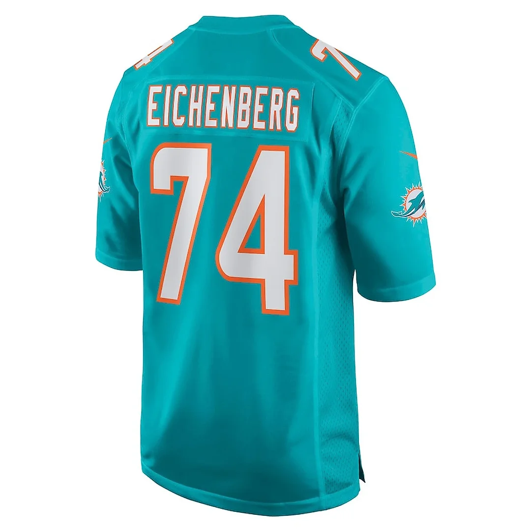 Zennovawear Liam Eichenberg 74 Miami Dolphins Men Game Jersey - Aqua