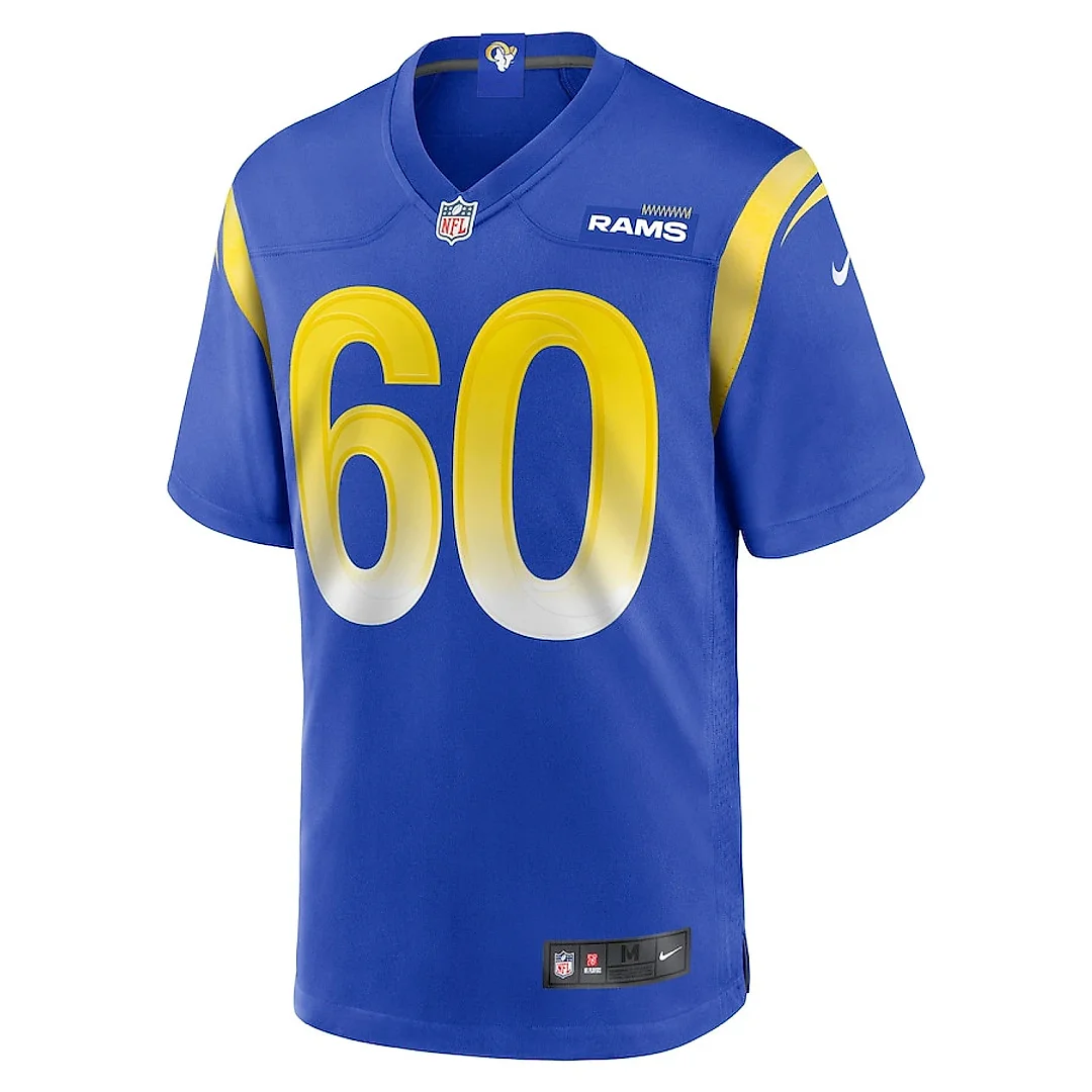 Zennovawear Logan Bruss 60 Los Angeles Rams Game Player Men Jersey - Royal