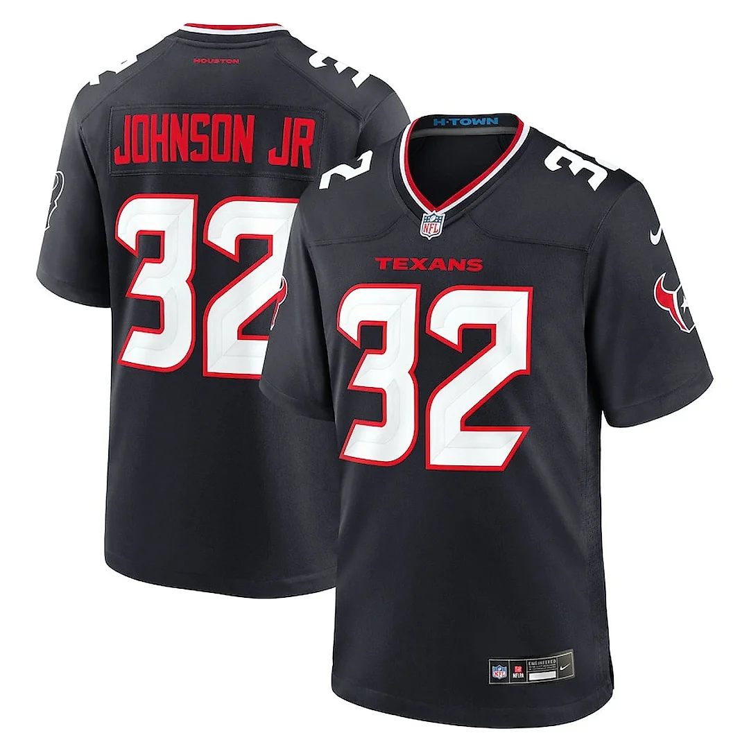 Zennovawear Lonnie Johnson Jr. 32 Houston Texans Team Game Men Jersey - Navy