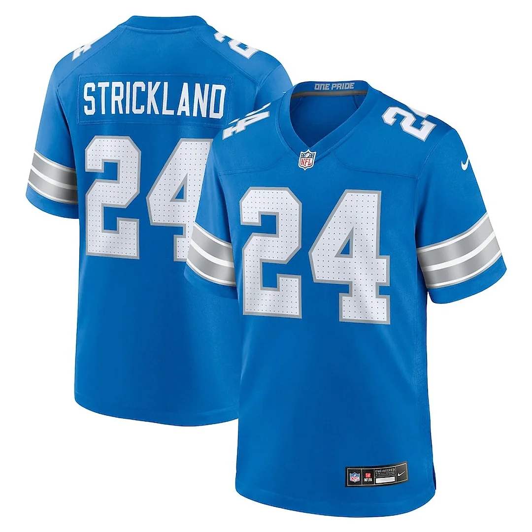 Zennovawear Loren Strickland 24 Detroit Lions Team Game Men Jersey - Blue