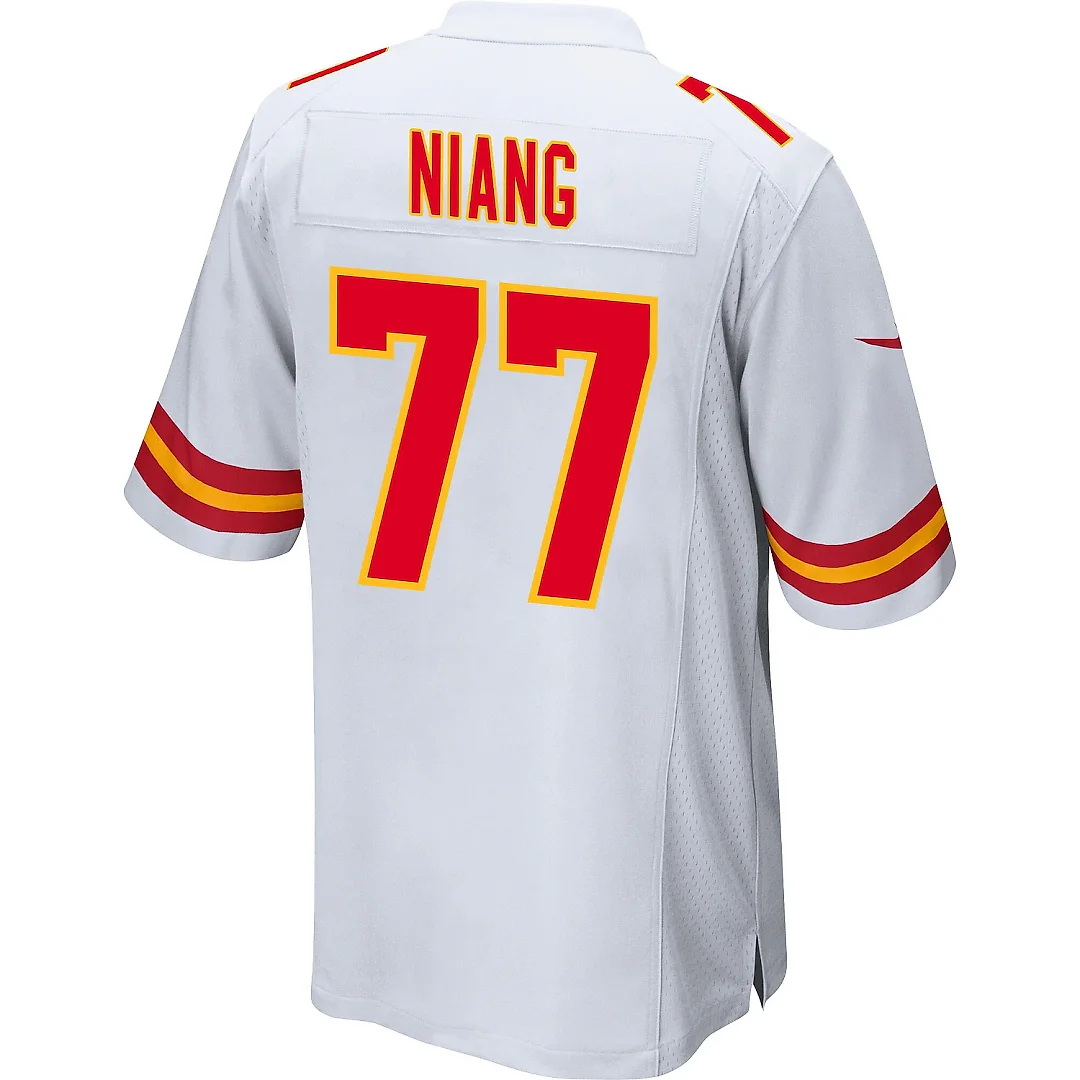 Zennovawear Lucas Niang 77 Kansas City Chiefs AFC Champions Patch Game Men Jersey - White