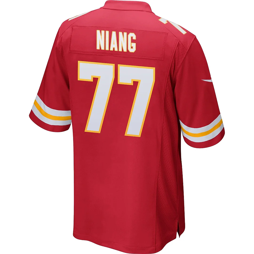 Zennovawear Lucas Niang 77 Kansas City Chiefs AFC Champions Patch Game Men Jersey - Red