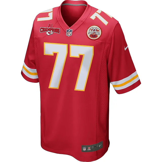 Zennovawear Lucas Niang 77 Kansas City Chiefs AFC Champions Patch Game Men Jersey - Red
