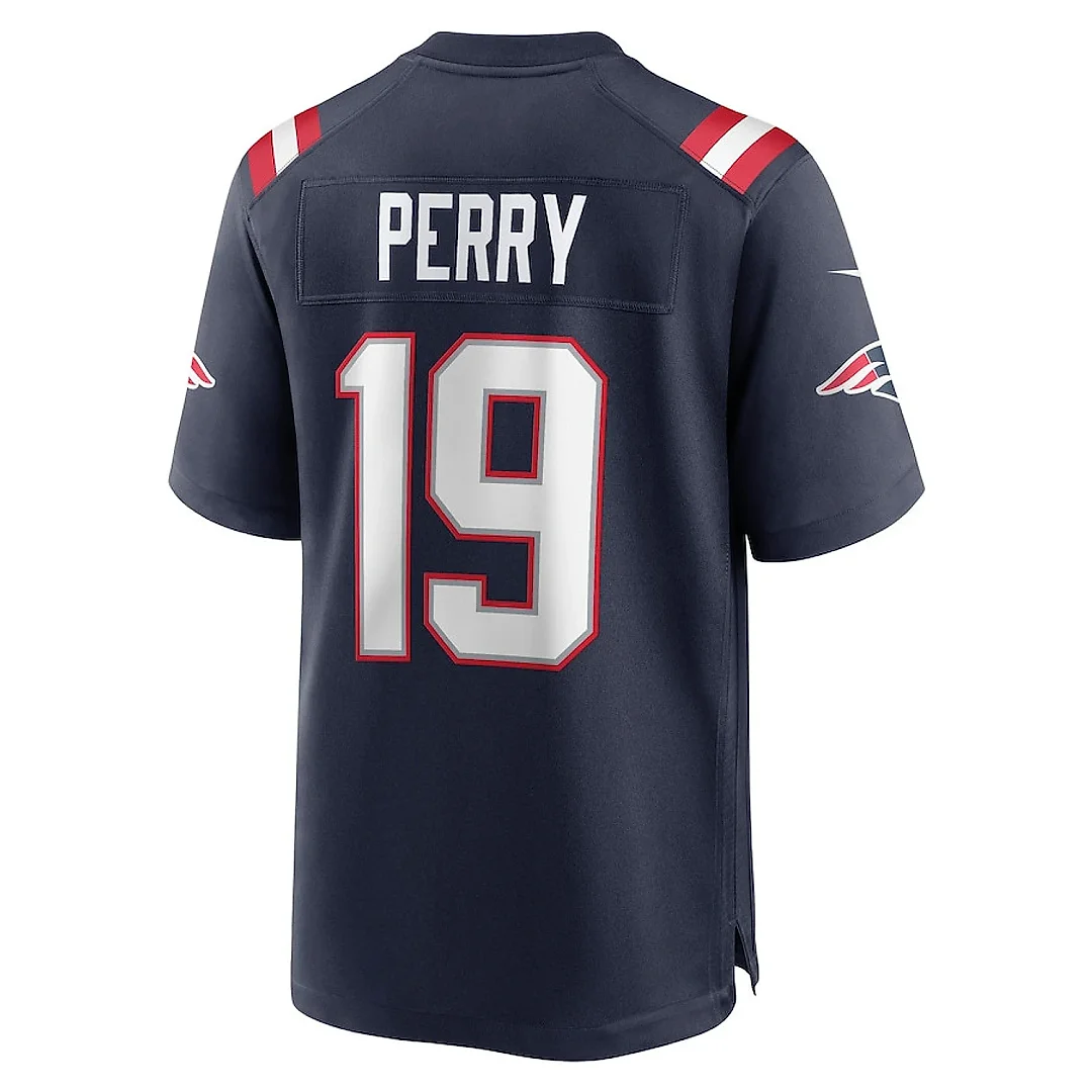 Zennovawear Malcolm Perry 19 New England Patriots Men Game Jersey - Navy