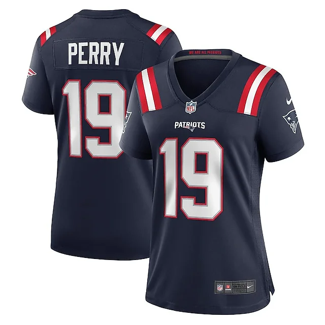 Zennovawear Malcolm Perry 19 New England Patriots Women Game Jersey - Navy