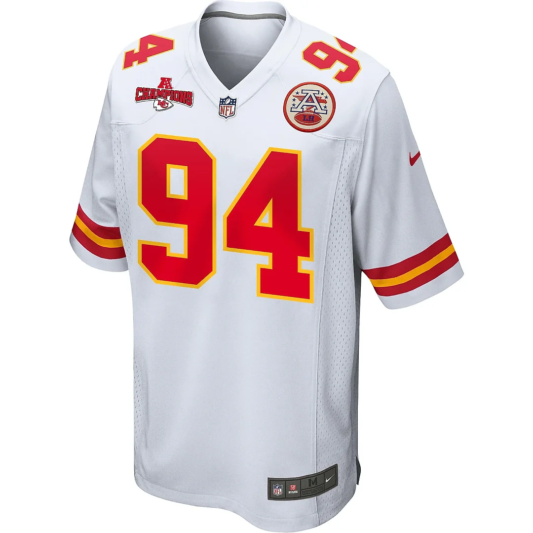 Zennovawear Malik Herring 94 Kansas City Chiefs AFC Champions Patch Game Men Jersey - White