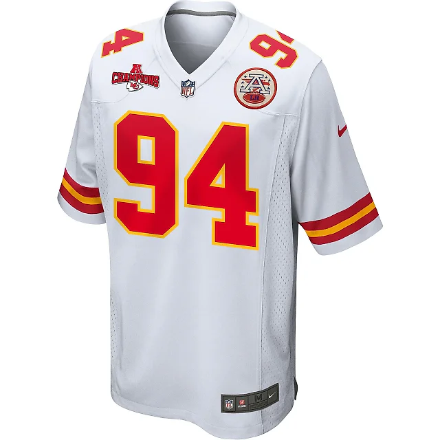 Zennovawear Malik Herring 94 Kansas City Chiefs AFC Champions Patch Game Men Jersey - White