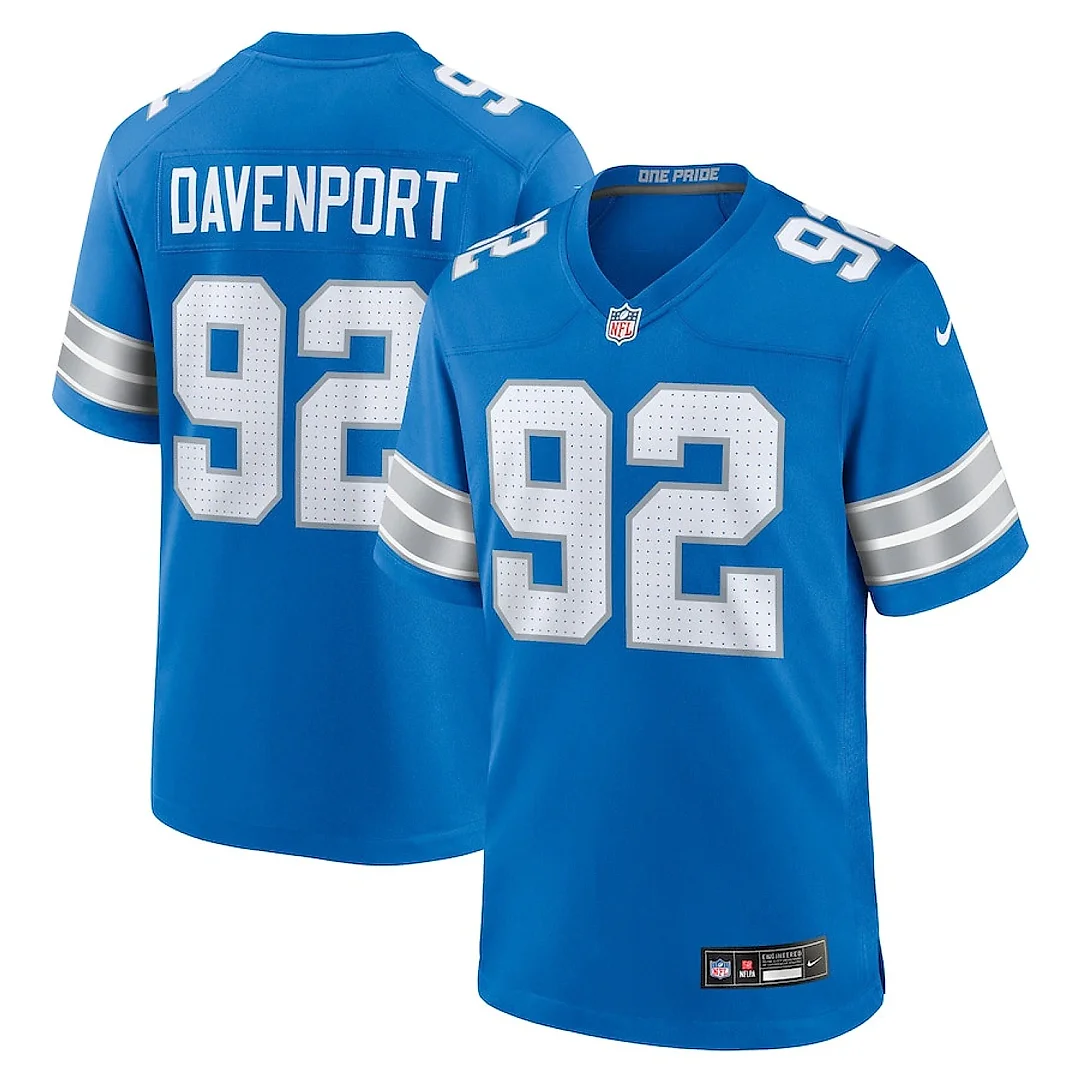 Zennovawear Marcus Davenport 92 Detroit Lions Team Game Men Jersey - Blue