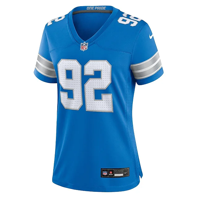 Zennovawear Marcus Davenport 92 Detroit Lions Team Game Women Jersey - Blue