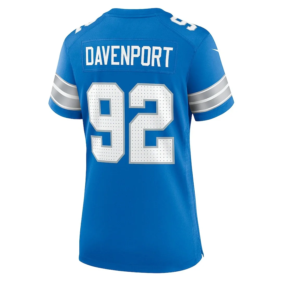 Zennovawear Marcus Davenport 92 Detroit Lions Team Game Women Jersey - Blue