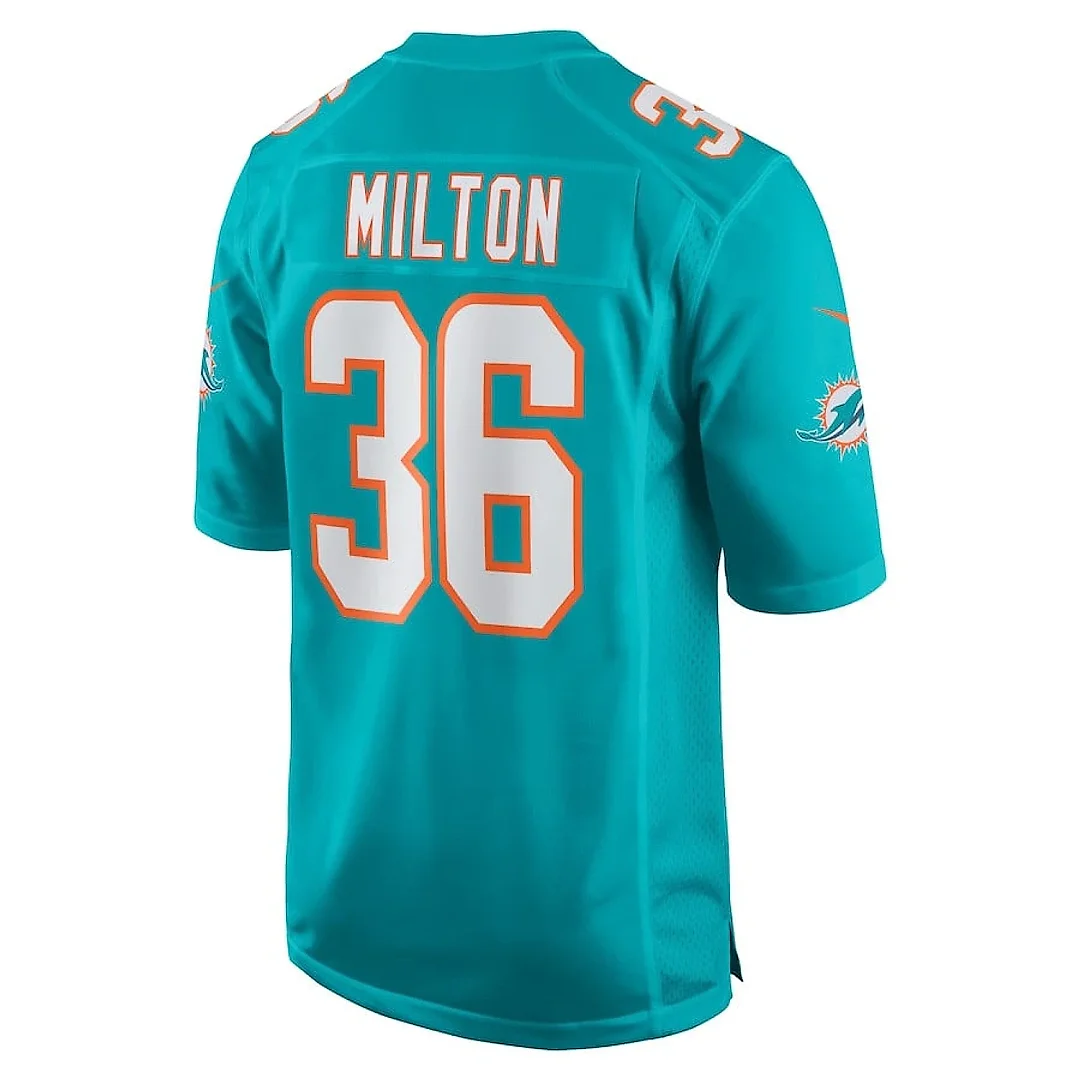 Zennovawear Mark Milton 36 Miami Dolphins Game Men Jersey - Aqua