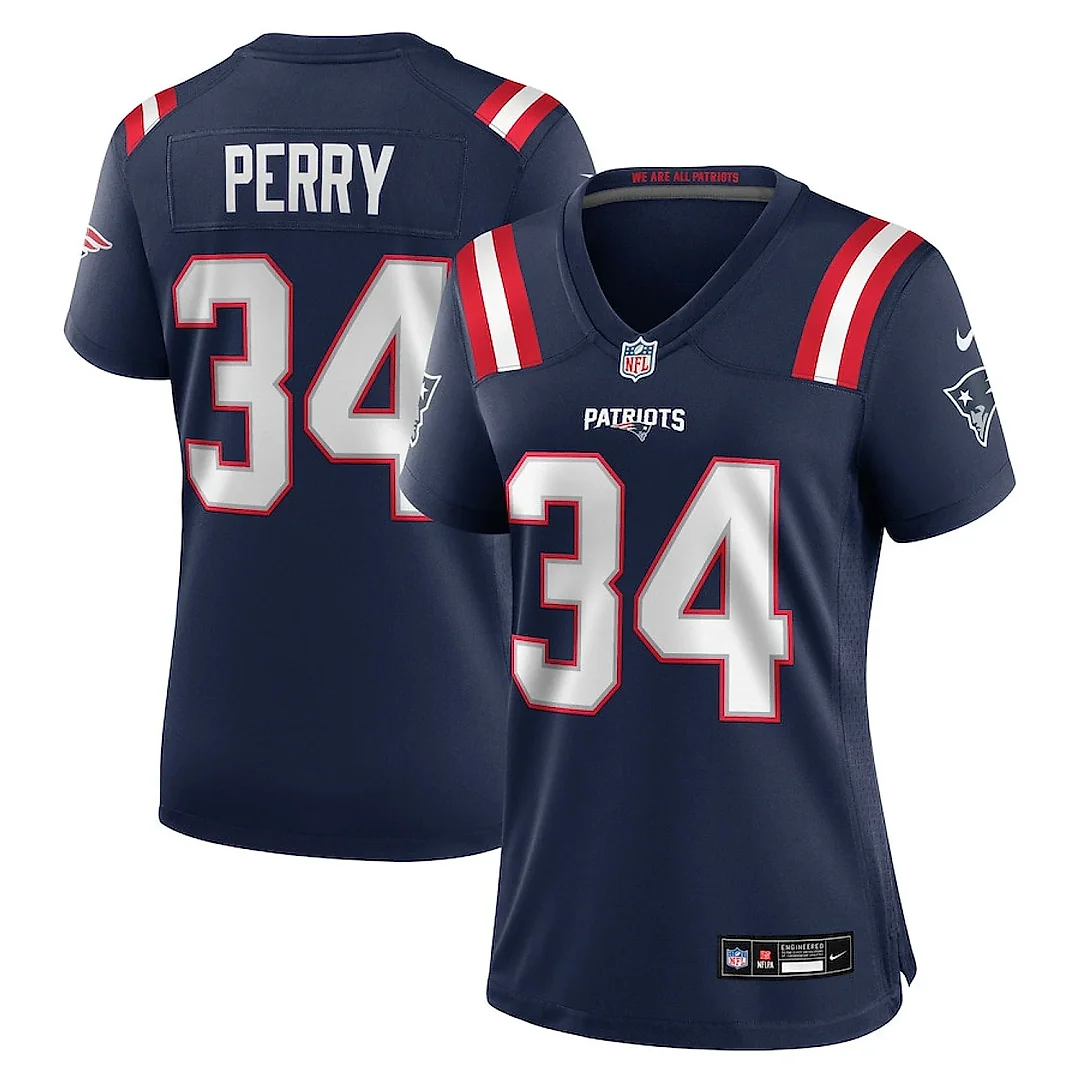 Zennovawear Mark Perry 34 New England Patriots Women's Team Game Jersey - Navy