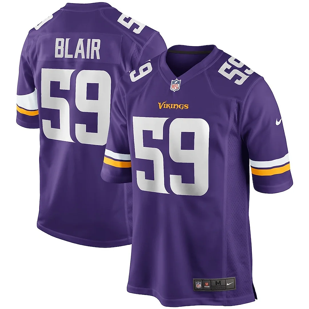 Zennovawear Matt Blair 59 Minnesota Vikings Men Game Retired Jersey - Purple
