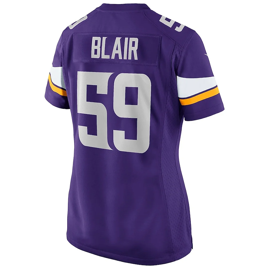 Zennovawear Matt Blair 59 Minnesota Vikings Women Game Retired Jersey - Purple