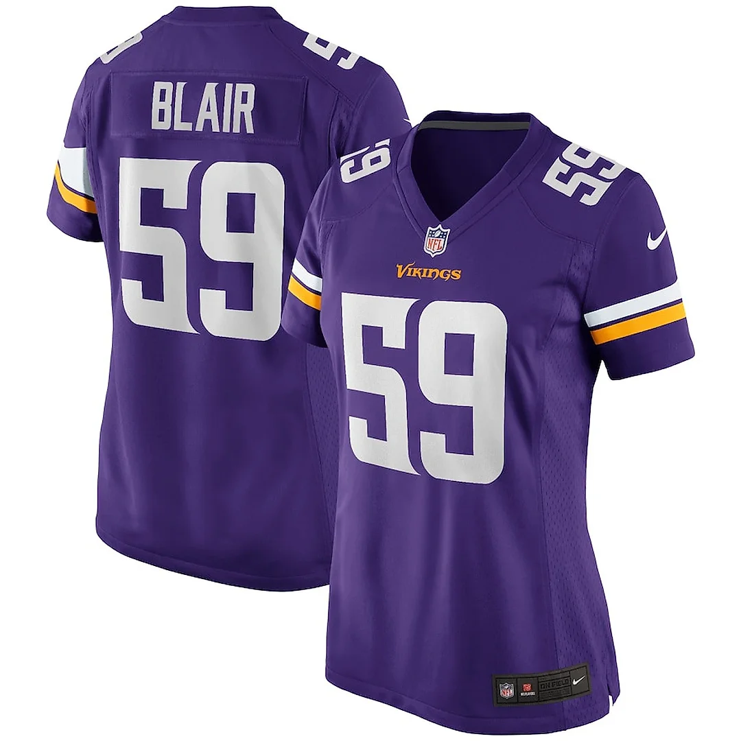 Zennovawear Matt Blair 59 Minnesota Vikings Women Game Retired Jersey - Purple