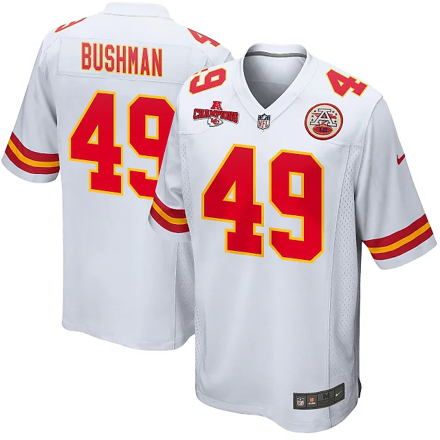 Zennovawear Matt Bushman 49 Kansas City Chiefs AFC Champions Patch Game Men Jersey - White