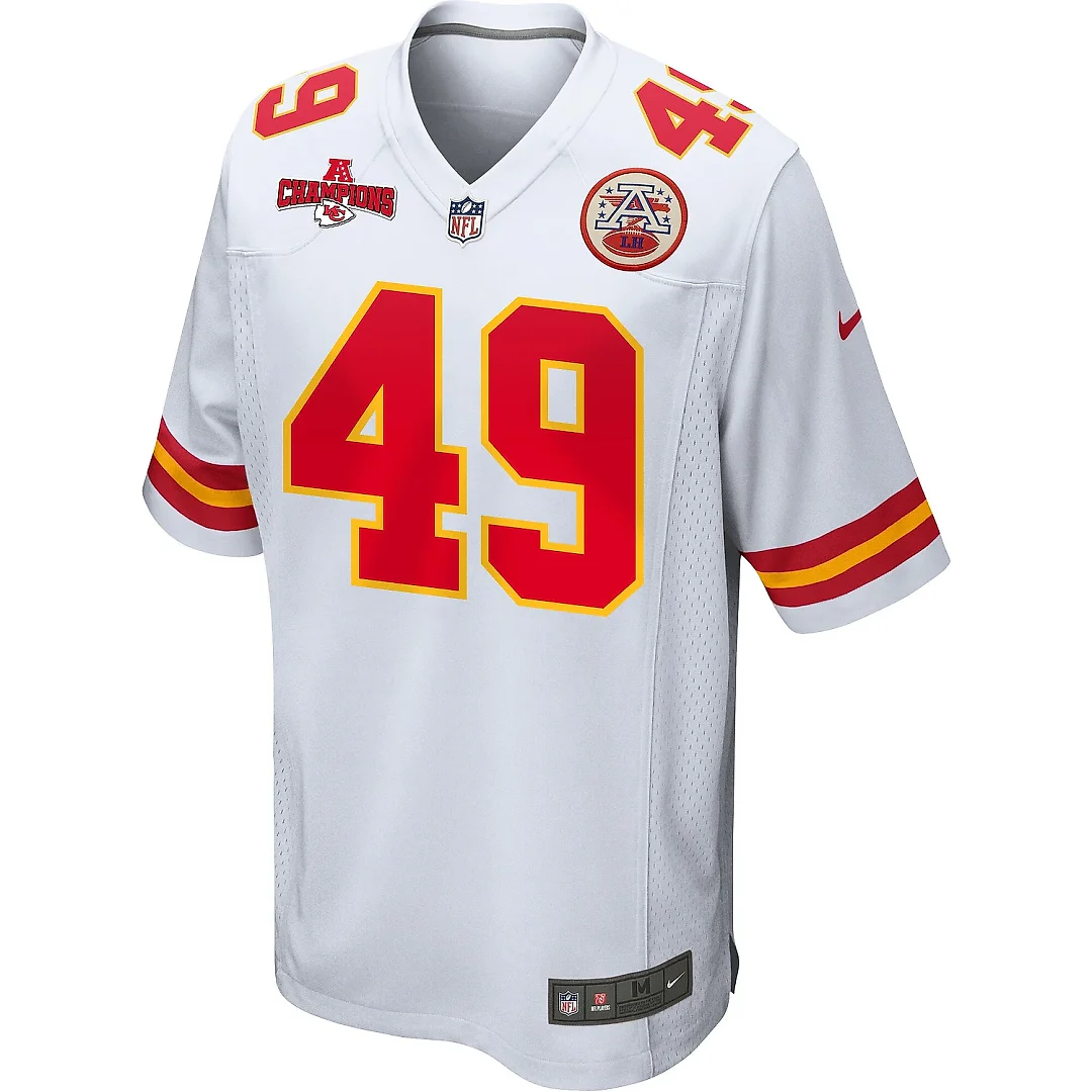 Zennovawear Matt Bushman 49 Kansas City Chiefs AFC Champions Patch Game Men Jersey - White
