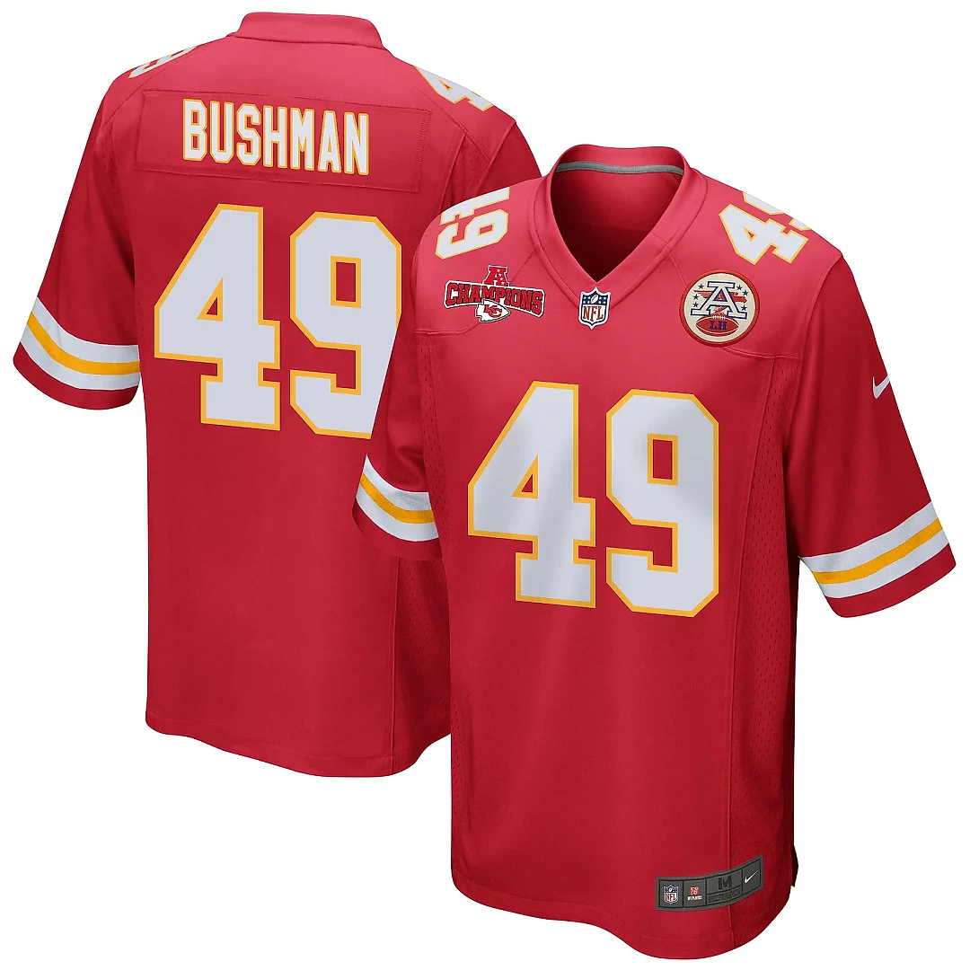 Zennovawear Matt Bushman 49 Kansas City Chiefs AFC Champions Patch Game Men Jersey - Red