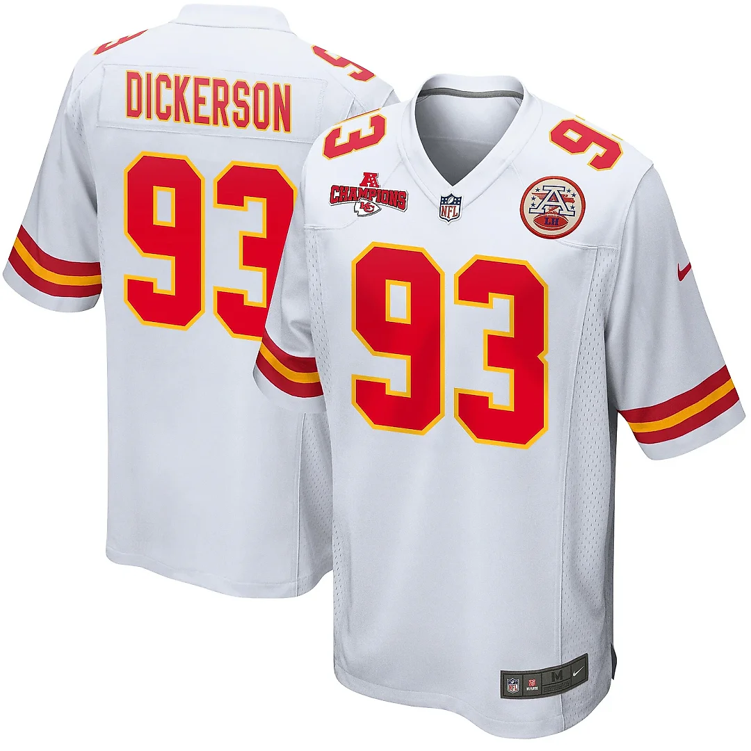 Zennovawear Matt Dickerson 93 Kansas City Chiefs AFC Champions Patch Game Men Jersey - White