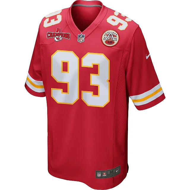 Zennovawear Matt Dickerson 93 Kansas City Chiefs AFC Champions Patch Game Men Jersey - Red