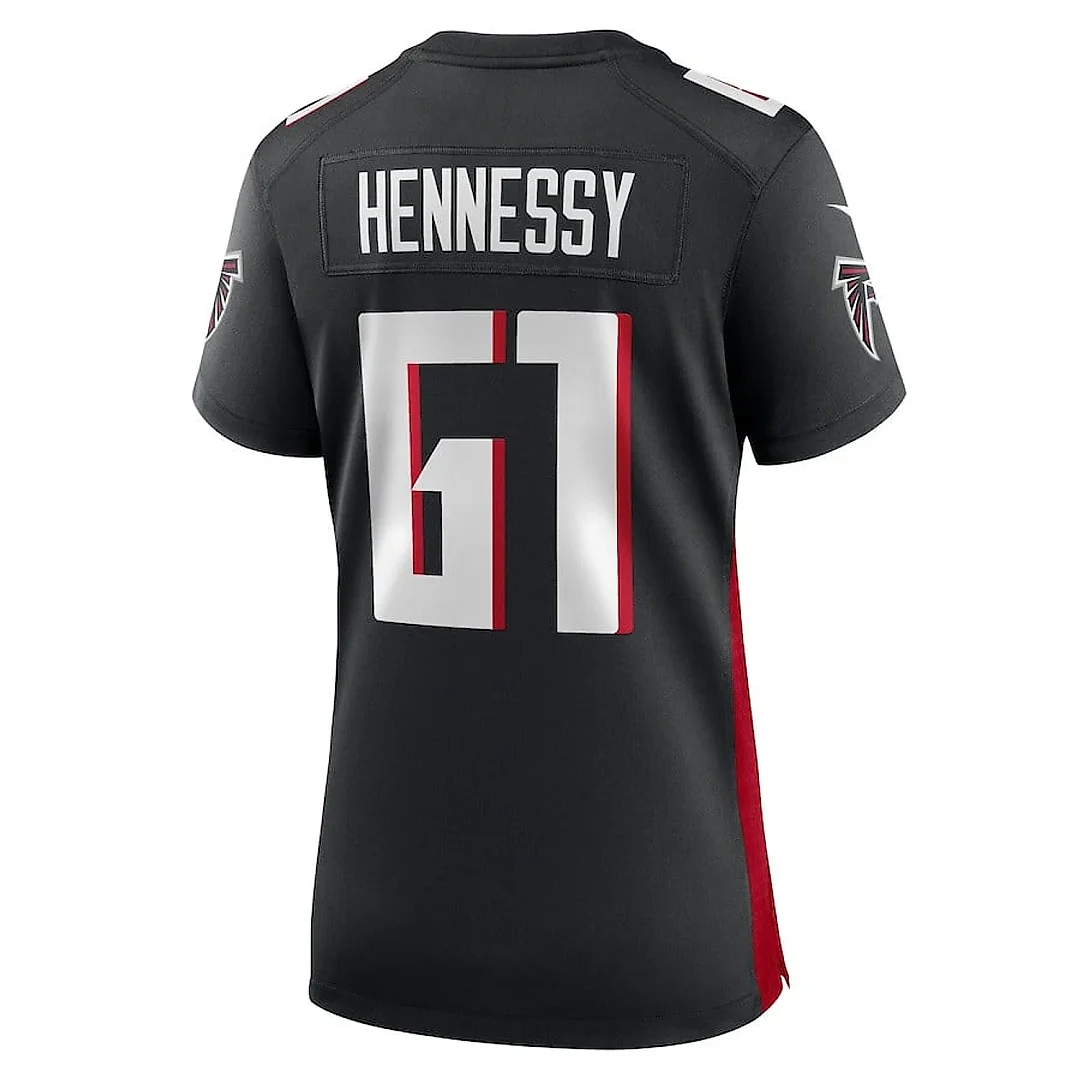 Zennovawear Matt Hennessy 61 Atlanta Falcons Women's Team Game Jersey - Black