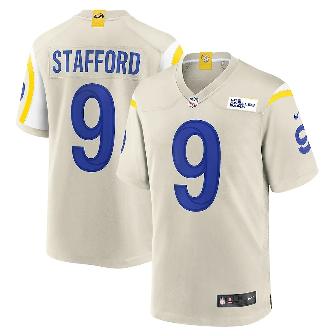 Zennovawear Matthew Stafford 9 Los Angeles Rams Game Men Jersey - Bone