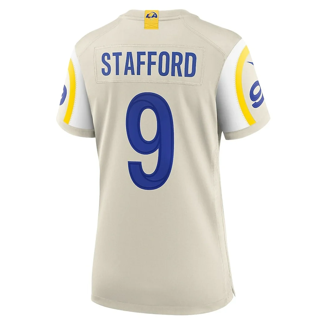 Zennovawear Matthew Stafford 9 Los Angeles Rams Women's Game Jersey - Bone
