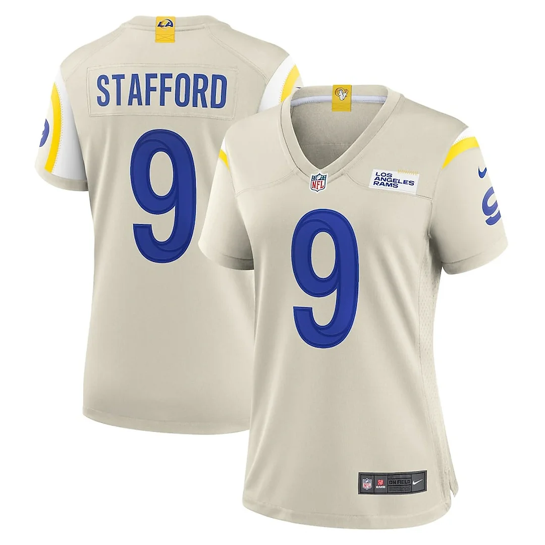 Zennovawear Matthew Stafford 9 Los Angeles Rams Women's Game Jersey - Bone