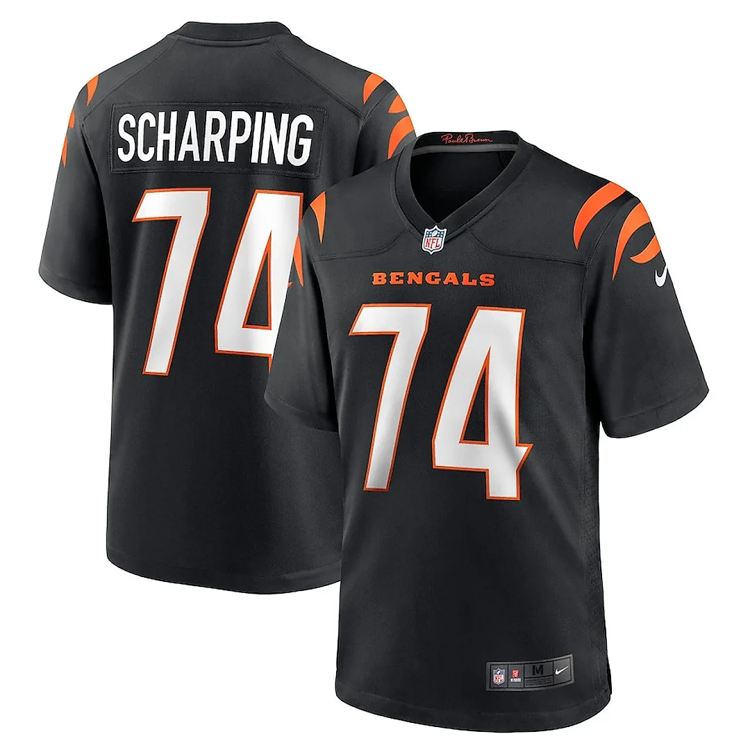 Zennovawear Max Scharping 74 Cincinnati Bengals Team Game Men Jersey - Black