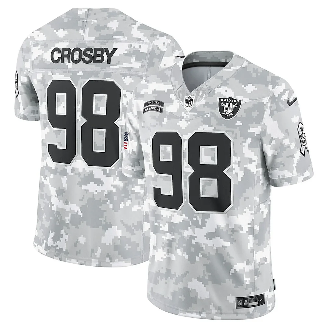 Zennovawear Maxx Crosby 98 Las Vegas Raiders 2024 Salute to Service Limited Men Jersey - Arctic Camo