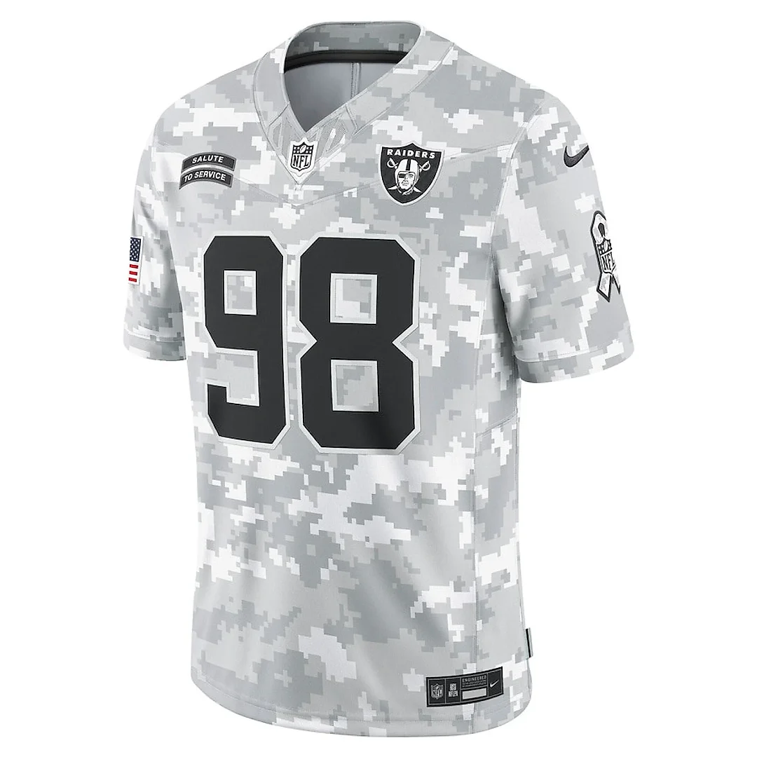 Zennovawear Maxx Crosby 98 Las Vegas Raiders 2024 Salute to Service Limited Men Jersey - Arctic Camo