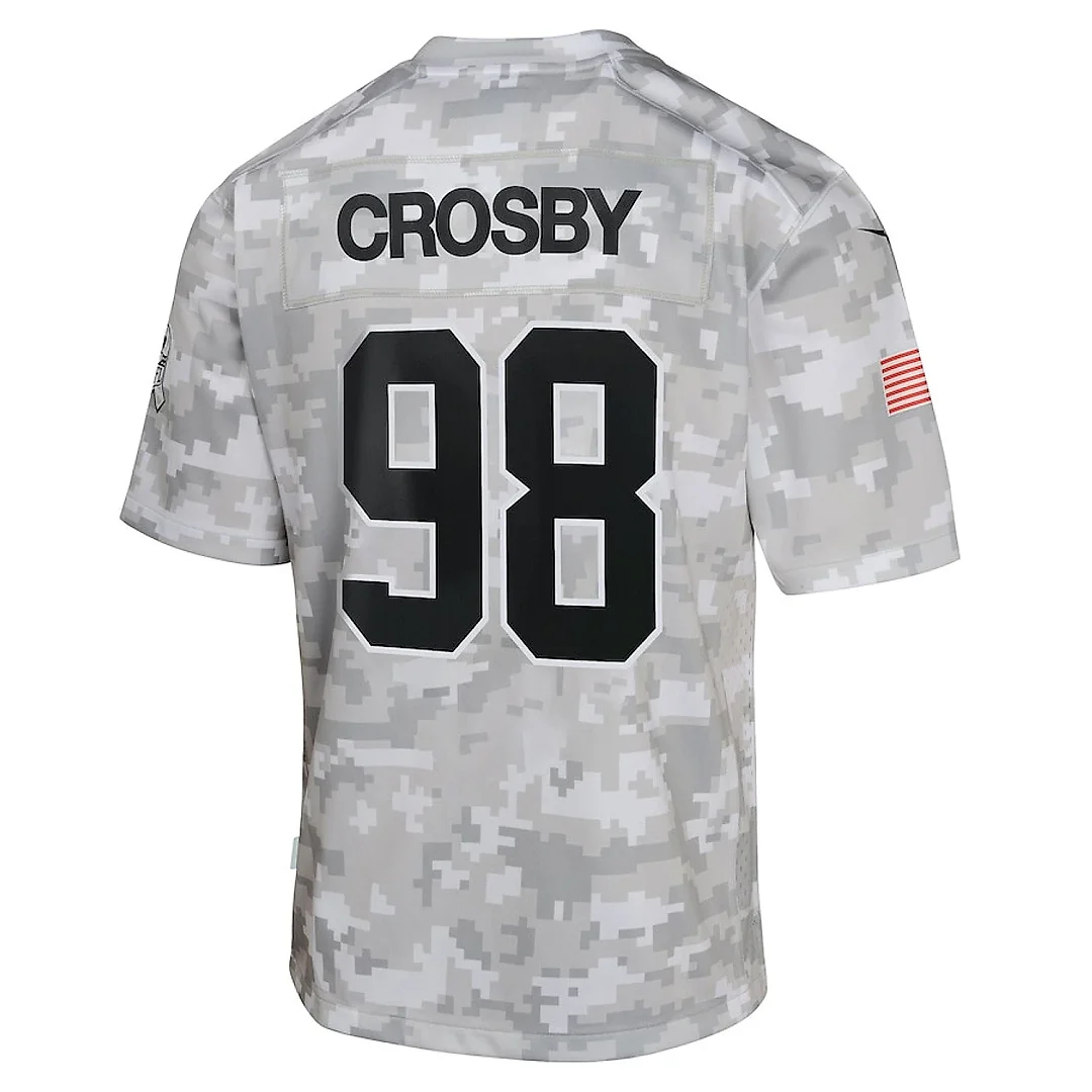 Zennovawear Maxx Crosby 98 Las Vegas Raiders 2024 Salute to Service Game YOUTH Jersey - Arctic Camo