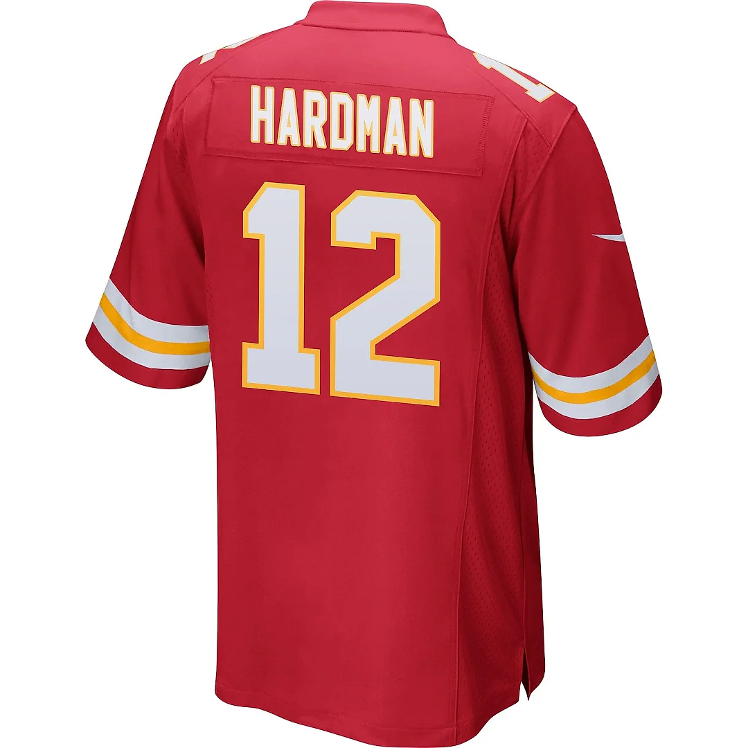 Zennovawear Mecole Hardman 12 Kansas City Chiefs AFC Champions Patch Game Men Jersey - Red