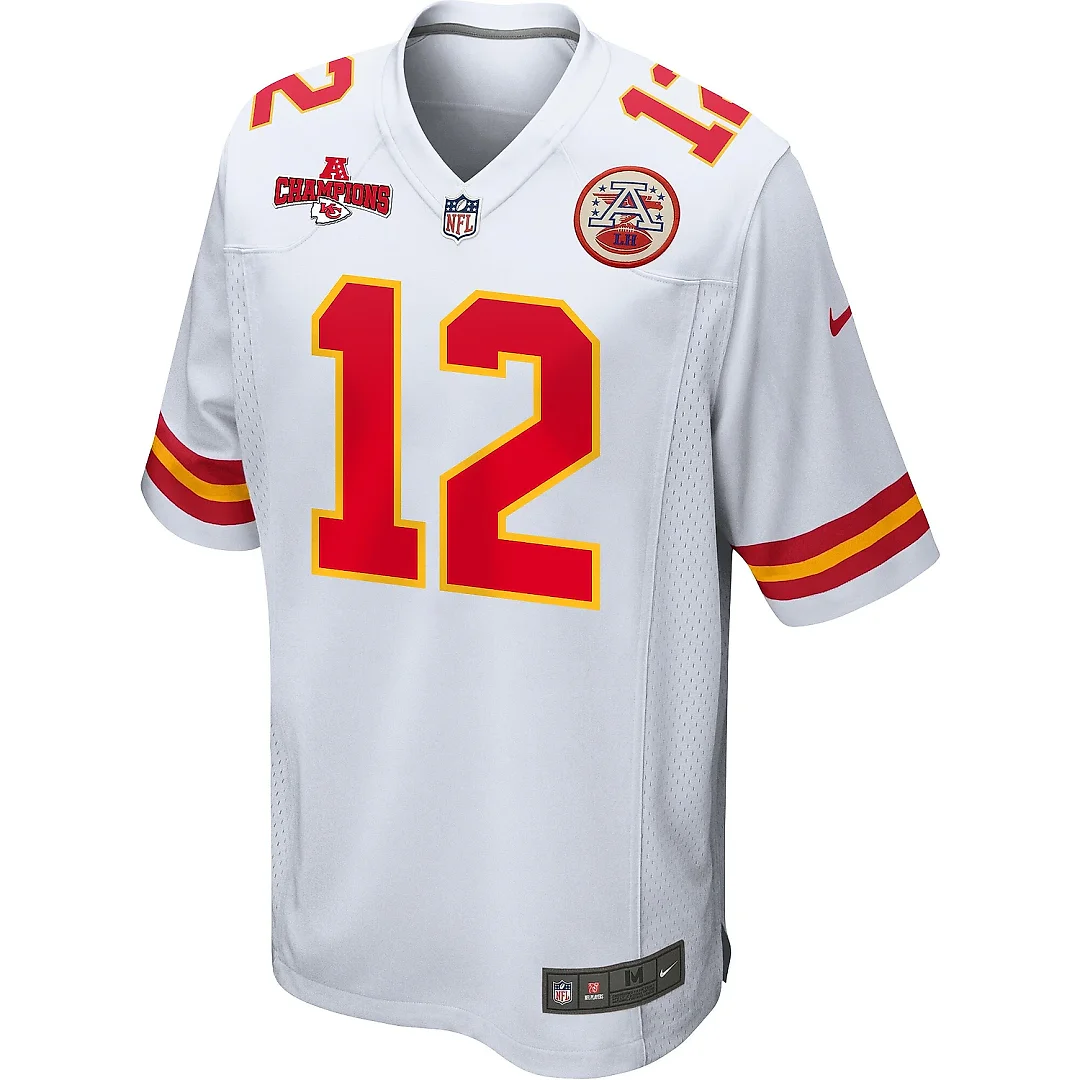 Zennovawear Mecole Hardman 12 Kansas City Chiefs AFC Champions Patch Game Men Jersey - White