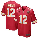 Zennovawear Mecole Hardman 12 Kansas City Chiefs AFC Champions Patch Game Men Jersey - Red