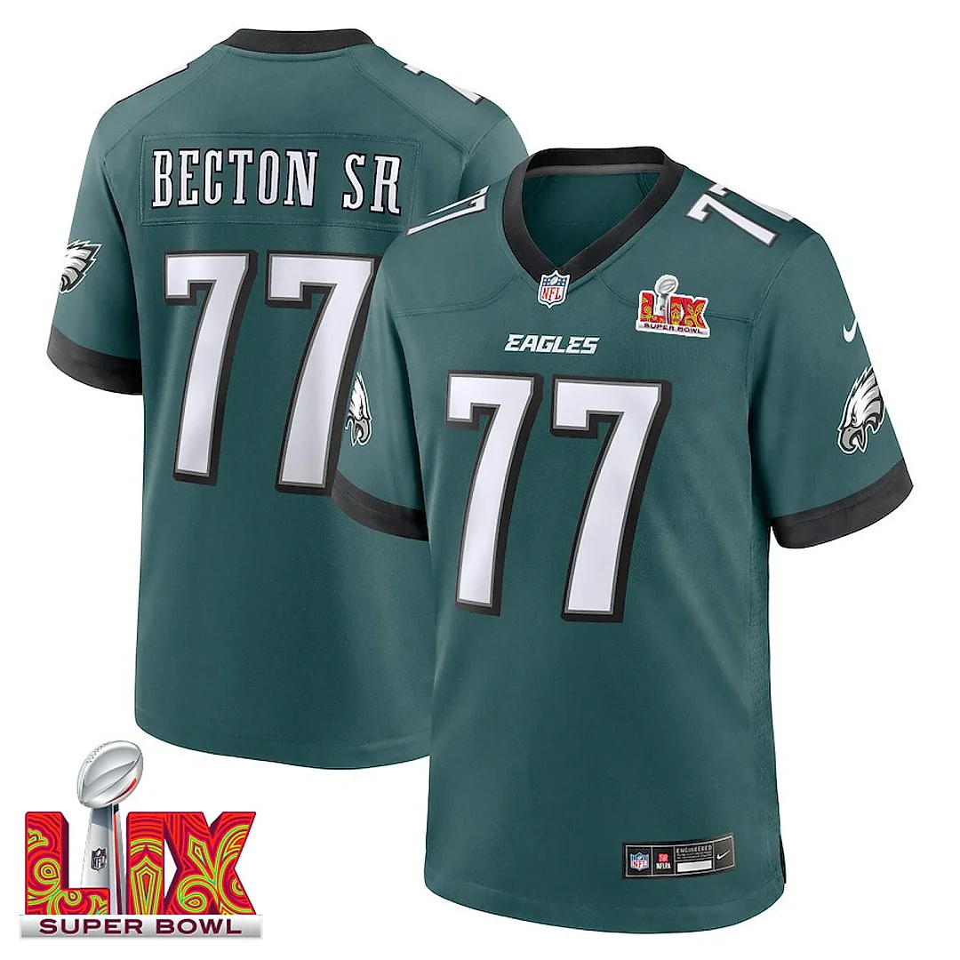 Zennovawear Mekhi Becton 77 Philadelphia Eagles Super Bowl LIX Jersey - Men's - Midnight Green