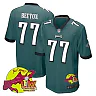 Zennovawear Mekhi Becton 77 Philadelphia Eagles Super Bowl LIX New Orleans Patch Game Men Jersey - Midnight Green