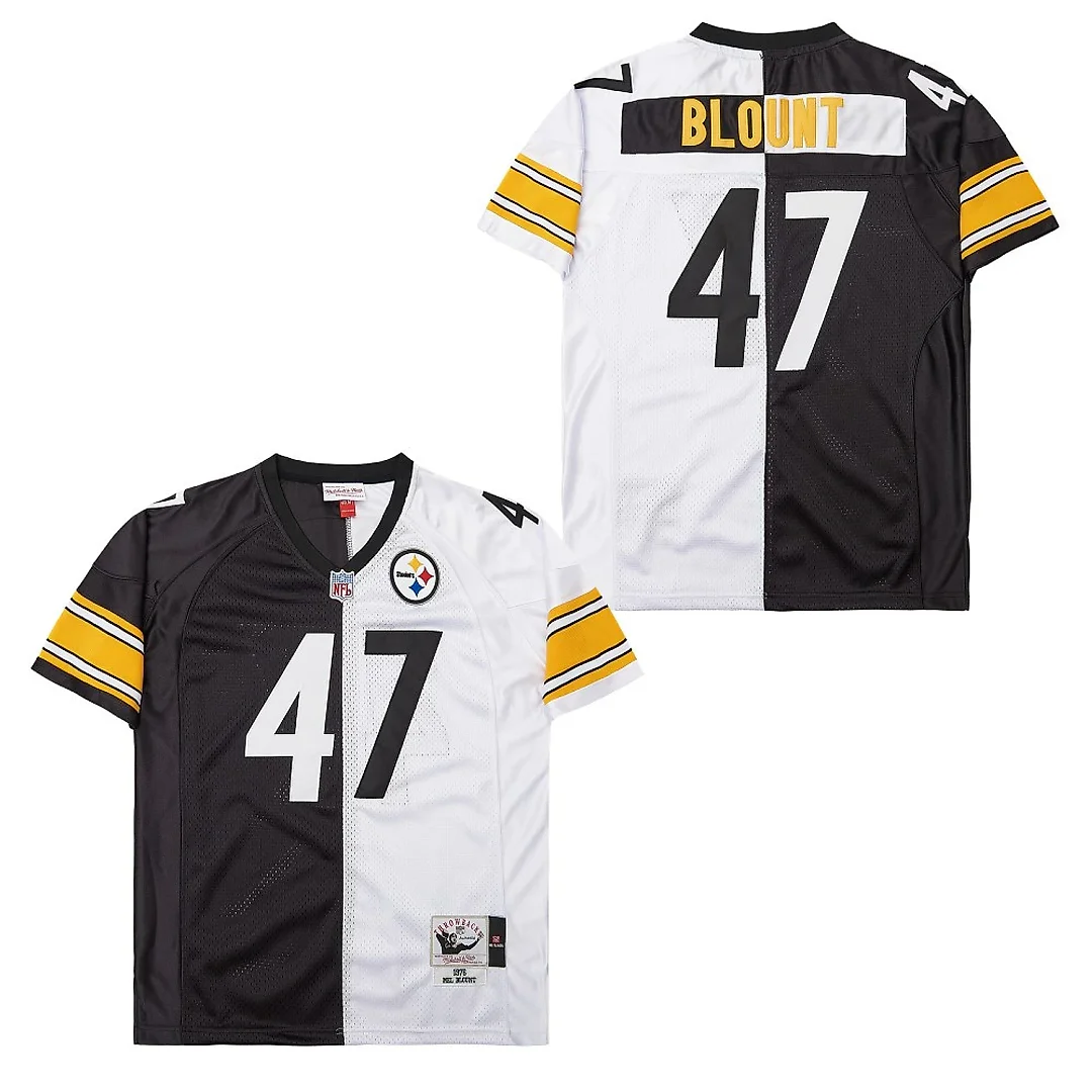 Zennovawear Mel Blount 47 Pittsburgh Steelers Two-Toned Retro Throwback Men Jersey - Black/White