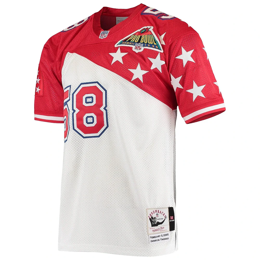 Zennovawear Men's AFC Derrick Thomas Mitchell & Ness White/Red 1995 Pro Bowl Jersey