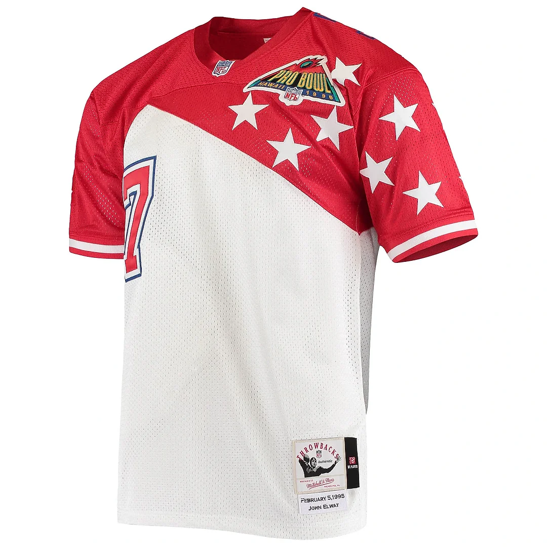 Zennovawear Men's AFC John Elway Mitchell & Ness White/Red 1995 Pro Bowl Jersey