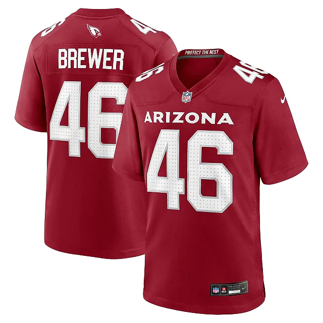 Zennovawear Men's Arizona Cardinals Aaron Brewer Cardinal Team Game Jersey