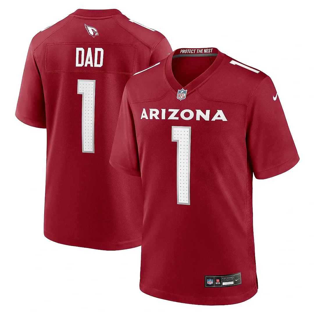 Zennovawear Men's Arizona Cardinals Number 1 Dad Cardinal Game Jersey